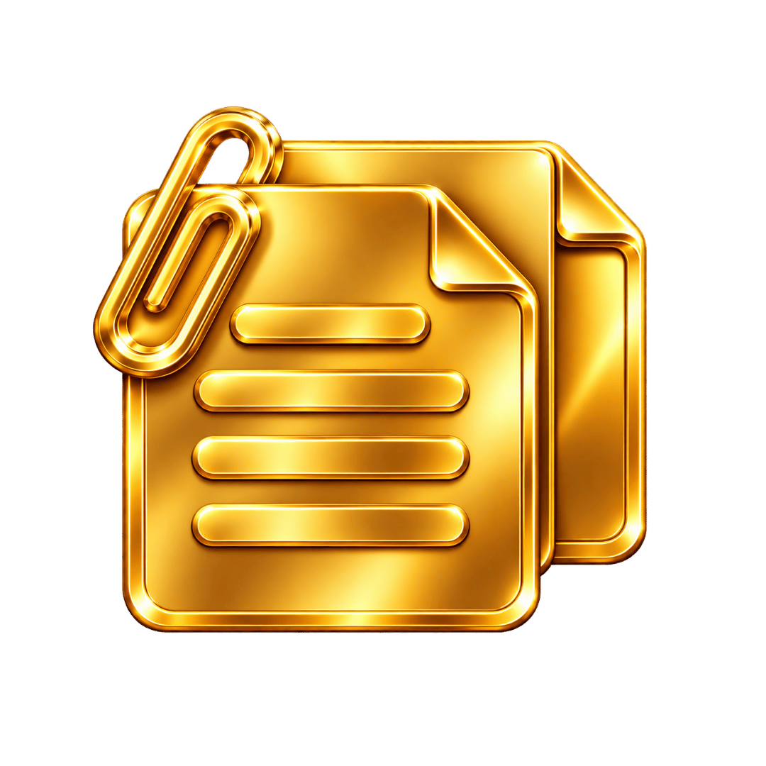 Glossy Gold Document Attached Icon